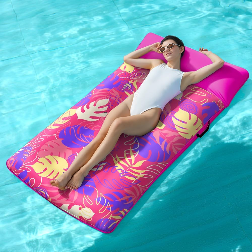 SLOOSH Inflatable Pool Floats Lounger - XL Fabric Covered Pool Mat Floaties for Adults, Ultra Com... | Amazon (US)