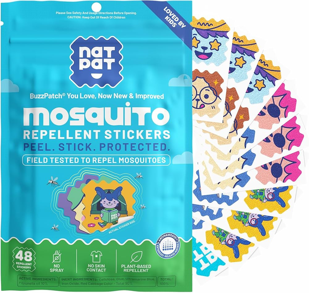 NATPAT Buzz Patch Mosquito Patch Stickers for Kids - Plant Based Ingredients, Non-Toxic - The Ori... | Amazon (US)