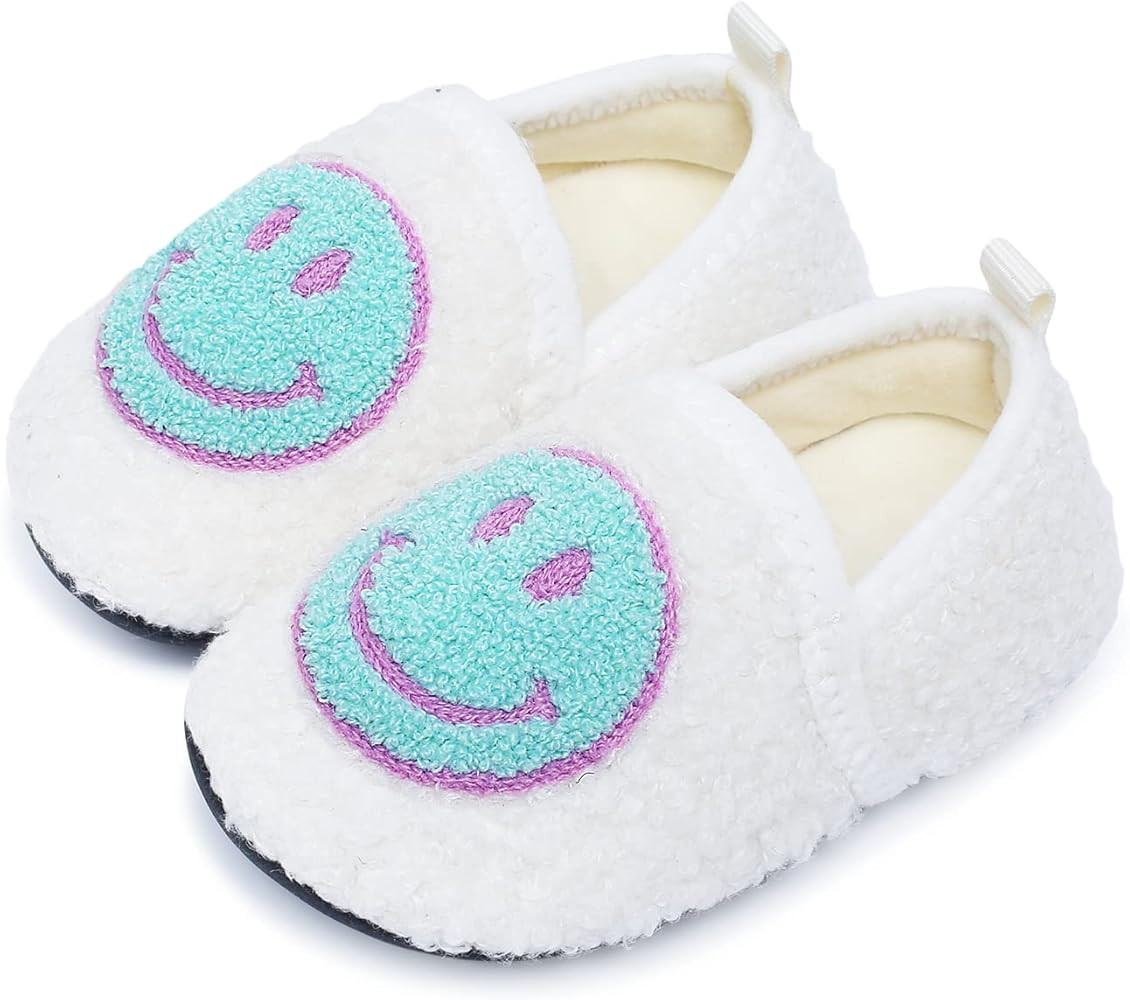 UCUHNB Kids Slippers Toddler Smile Face House Slippers Indoor Home Non-Slip Rubber Sole Shoes War... | Amazon (US)