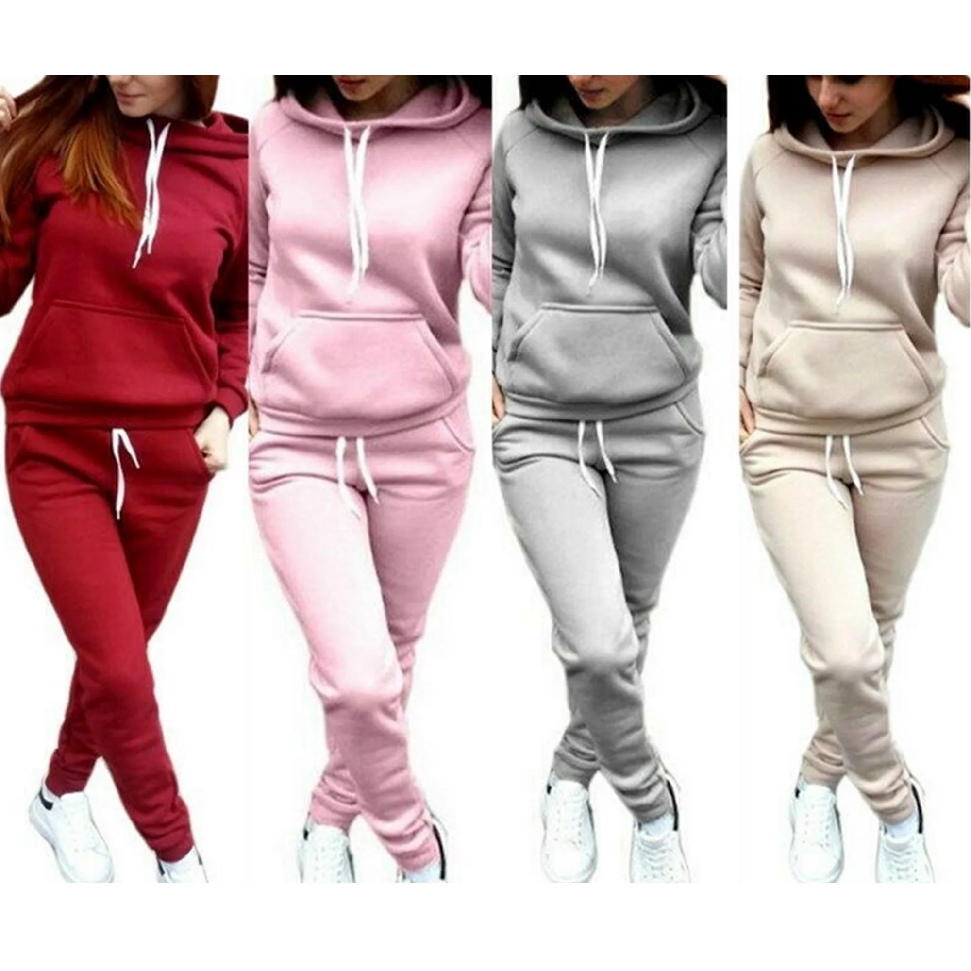 2Pcs Women's Jogger Casual Tracksuit Hoodies Sweatshirt + Pants Sets Sports Wear - Walmart.com | Walmart (US)