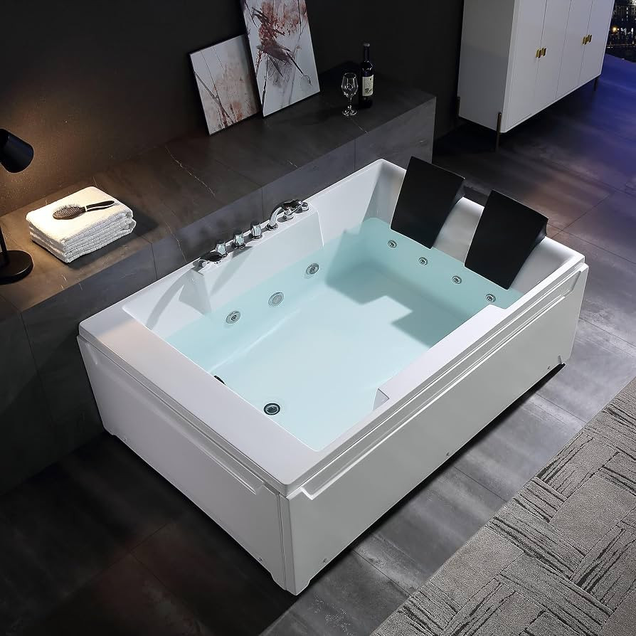 71" Jetted Bathtub, Whirlpool Tub with 10 Massage Jets for 2, ETL Certified | Amazon (US)