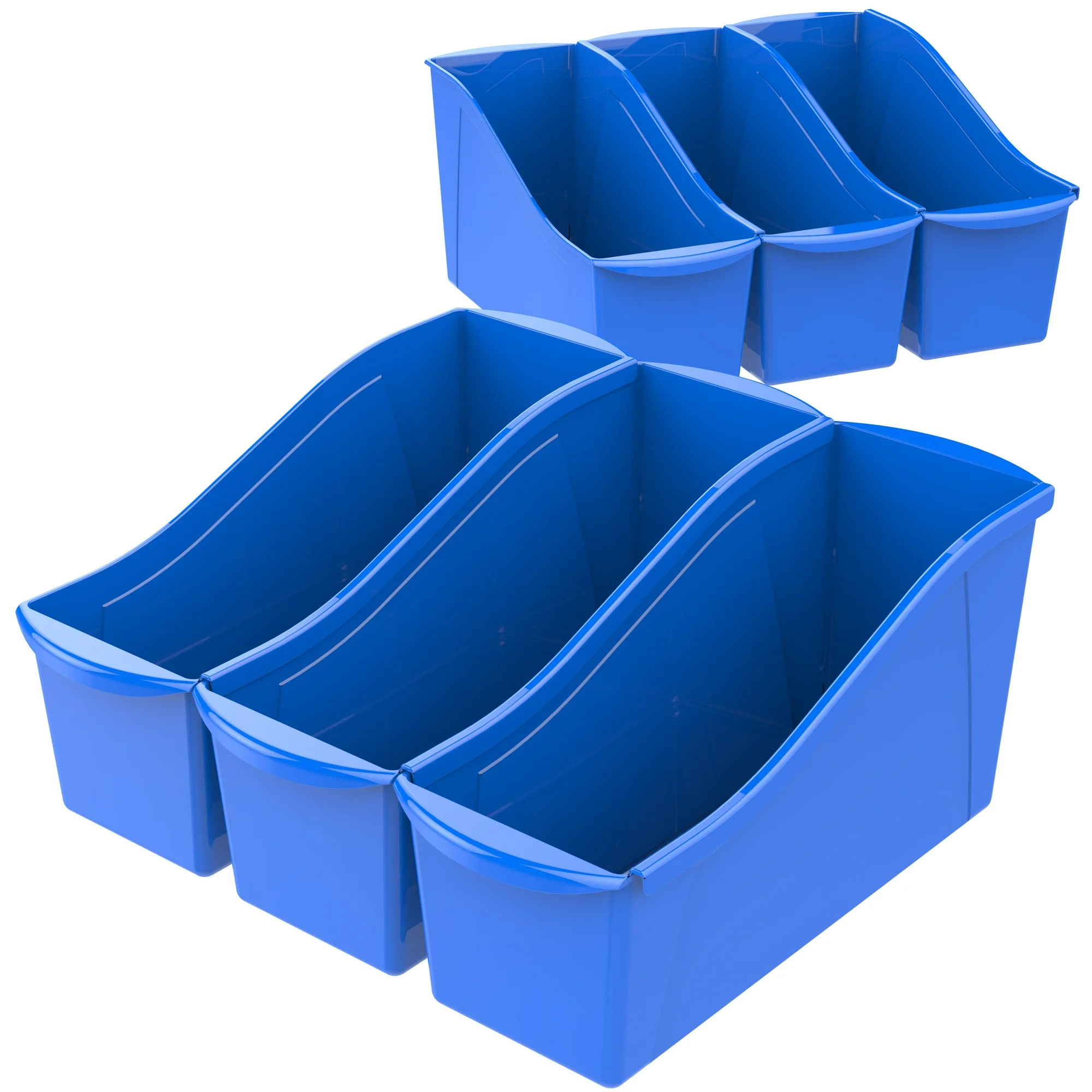 Storex Large Plastic Book Bin, Kids' Paper Storage, Blue, 6-Pack | Walmart (US)