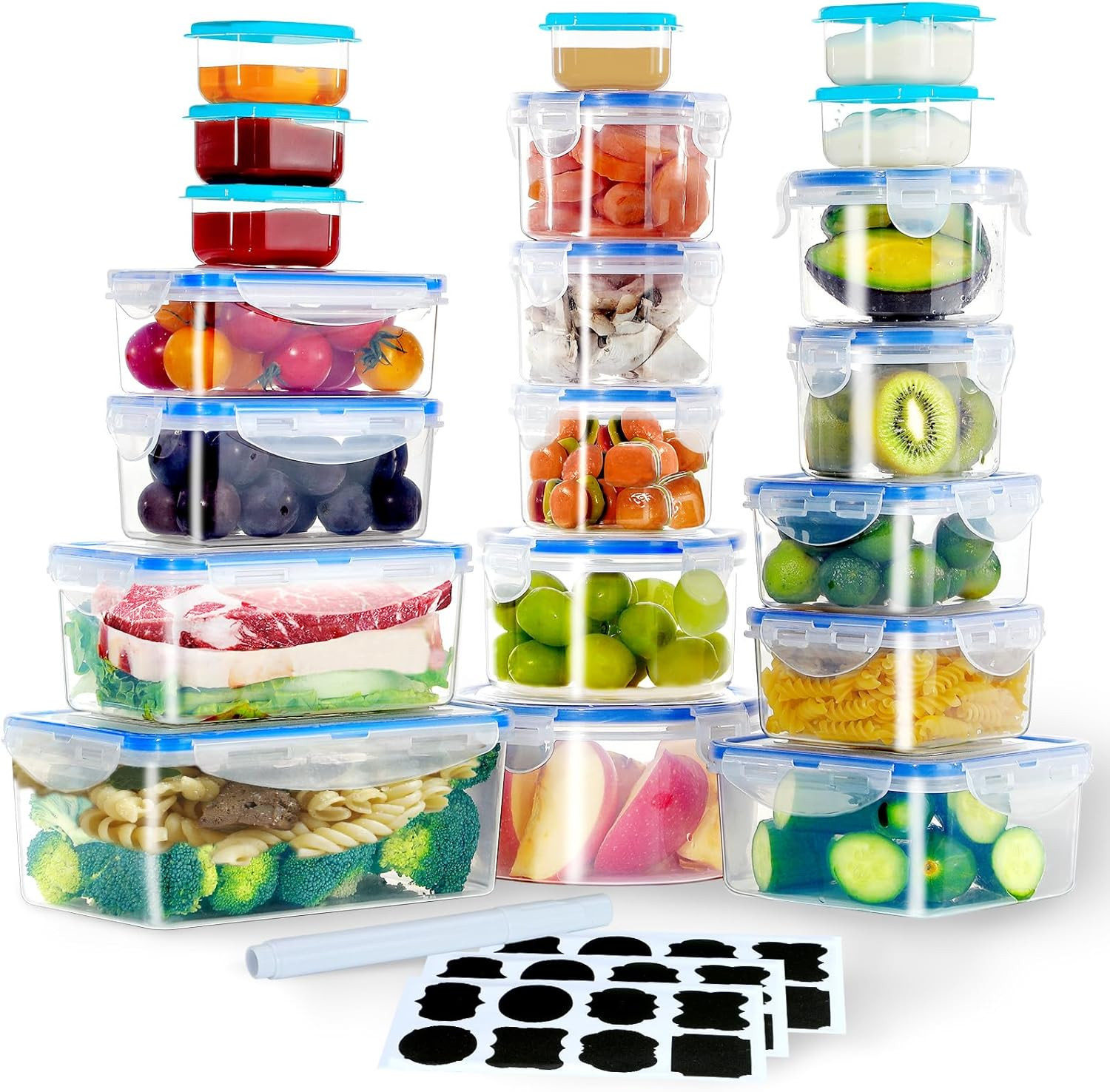 Hbaxbm 40 PCS Dishwasher Safe Reusable Containers Set with Lids Airtight BPA Free Plastic Reusabl... | Amazon (US)