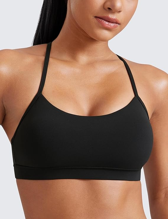 CRZ YOGA Butterluxe Y Back Sports Bras for Women - Padded Racerback Low Impact Spaghetti Thin Str... | Amazon (US)