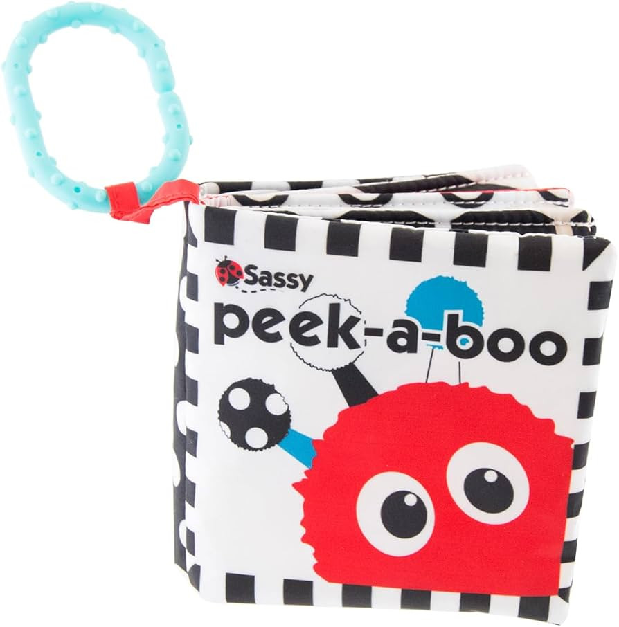 Sassy Peek-a-Boo Activity Book with Attachable Link for On-The-Go Travel, Sensory Play, Black & W... | Amazon (US)