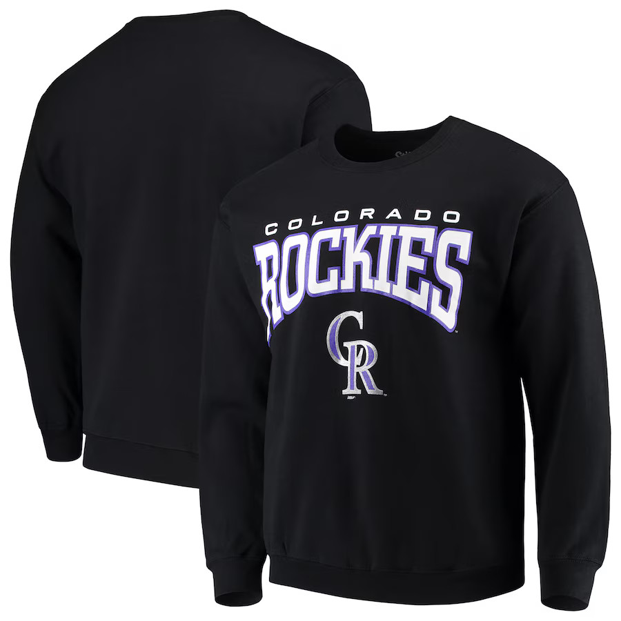 Colorado Rockies Stitches Pullover Crew Neck Sweatshirt - Black | Fanatics
