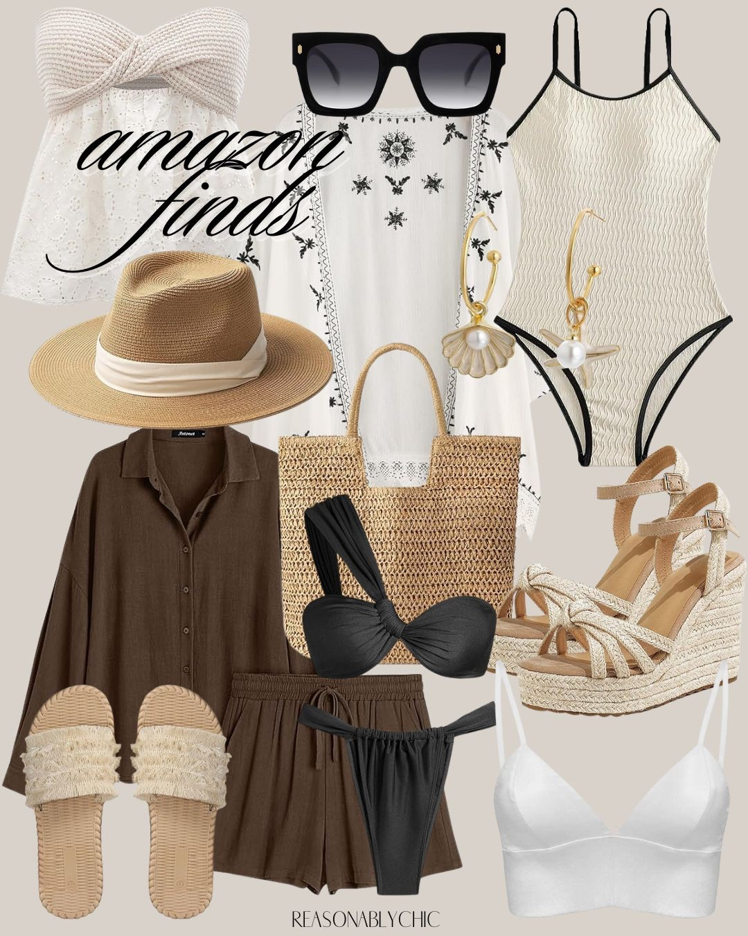 Brown and Cream Amazon Outfits 



brown outfit, cream outfit, fashion collage, neutral tones, summer style, beachwear, vacation outfits, Amazon fashion, linen clothing, satin dress, swimwear, woven accessories, trendy outfits, casual chic, fashion inspiration, outfit ideas, style inspo, wardrobe essentials, clothing ensemble