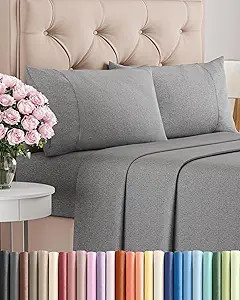 Queen Size 4 Piece Sheet Set - Comfy Breathable & Cooling Sheets - Hotel Luxury Bed Sheets for Wo... | Amazon (US)