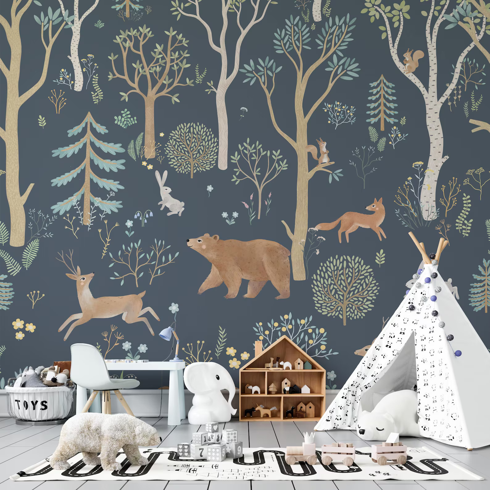 Wallpaper - Whimsical Forest Animals Wall Mural | Peel and Stick Wallpaper | Woodland Removable N... | Etsy (US)