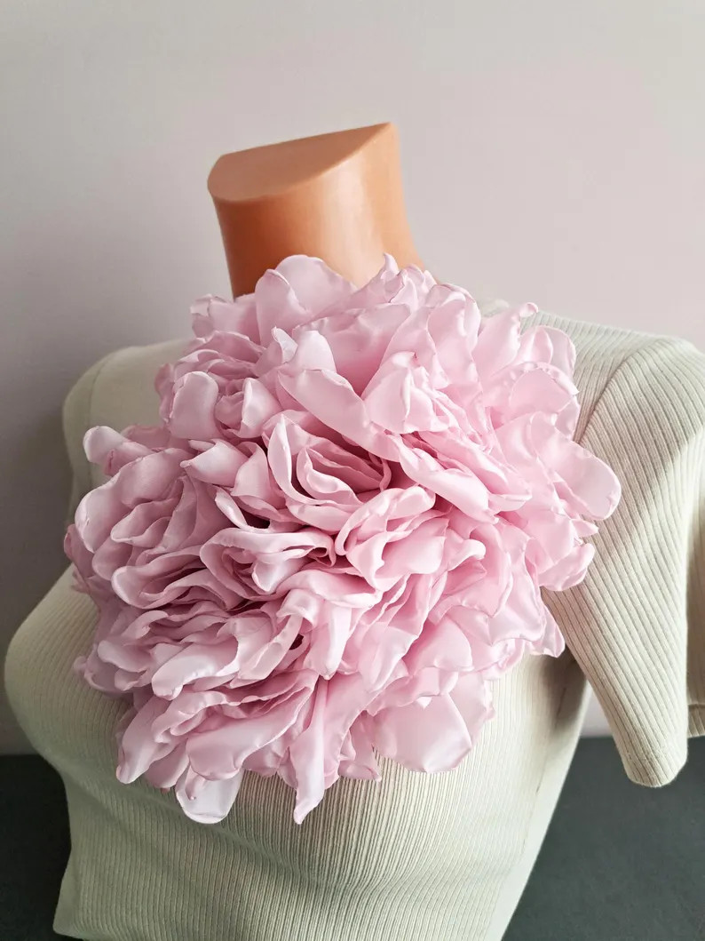 Oversized Pink Satin Flower Brooch, Handmade Statement Pin, Bridal Wedding | Etsy (Global)