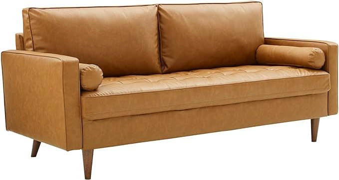 Modway Valour Vegan Leather Tufted Sofa, Tan | Amazon (US)