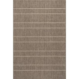Alaina Striped Light Grey 4 ft. x 6 ft. Outdoor Area Rug | The Home Depot