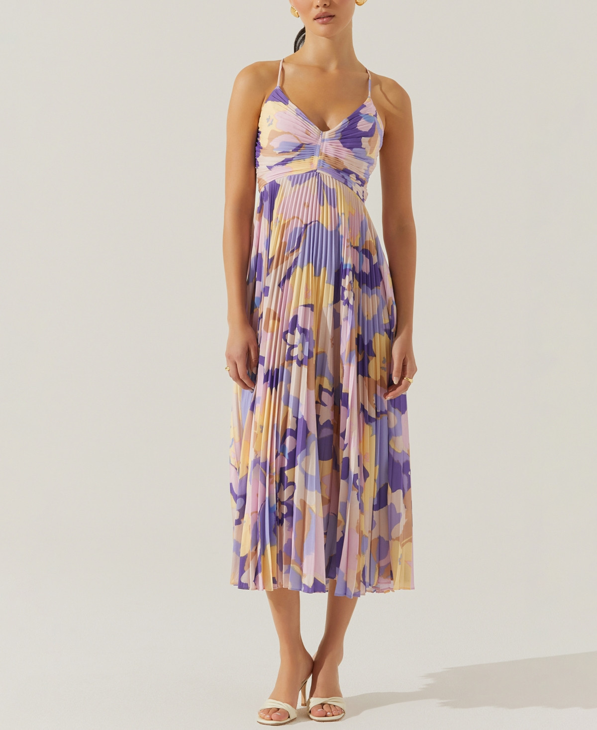 Astr the Label Women's Blythe Pleated Tie-Back Dress - Purple Multi | Macy's