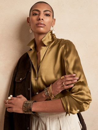 Petite Silk Resort Shirt | Banana Republic (US)