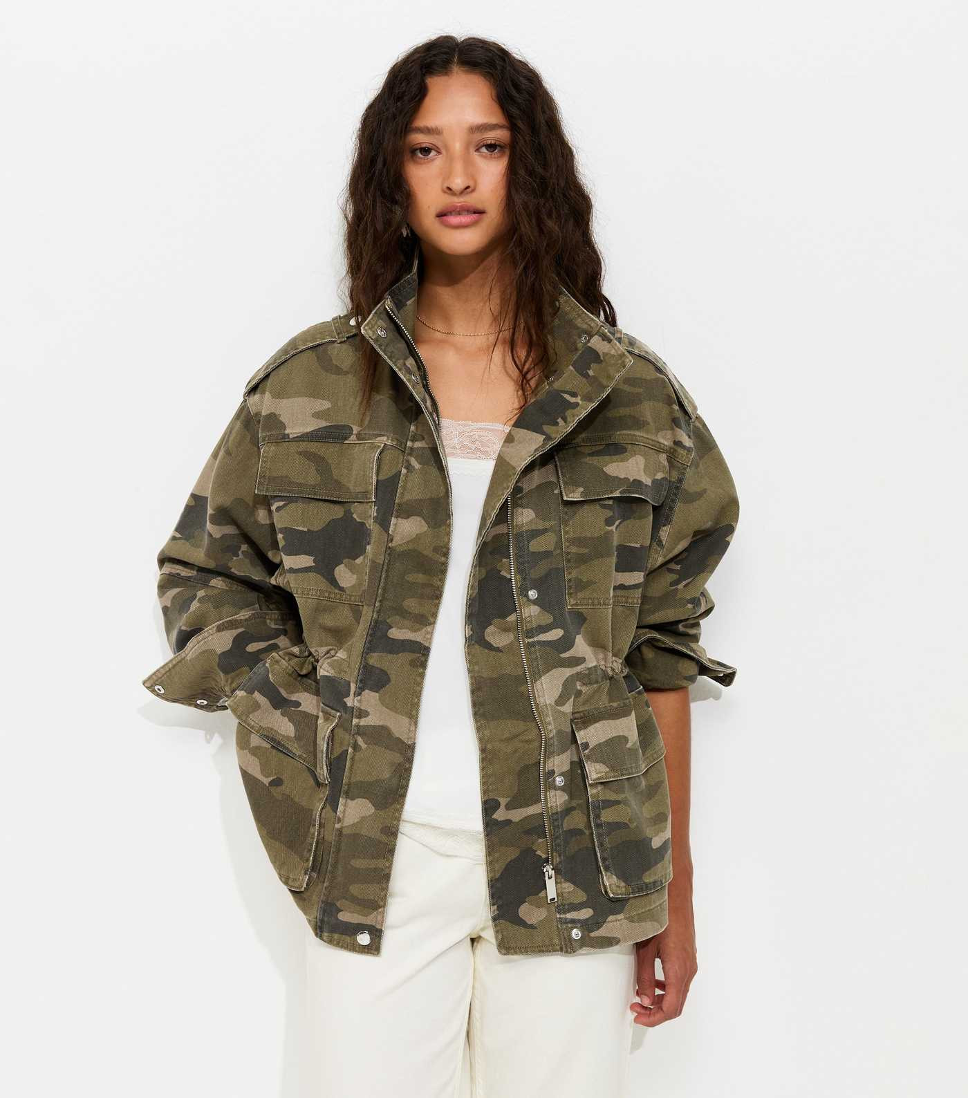 Green Camo Print Cargo Pocket Shacket | New Look | New Look (UK)