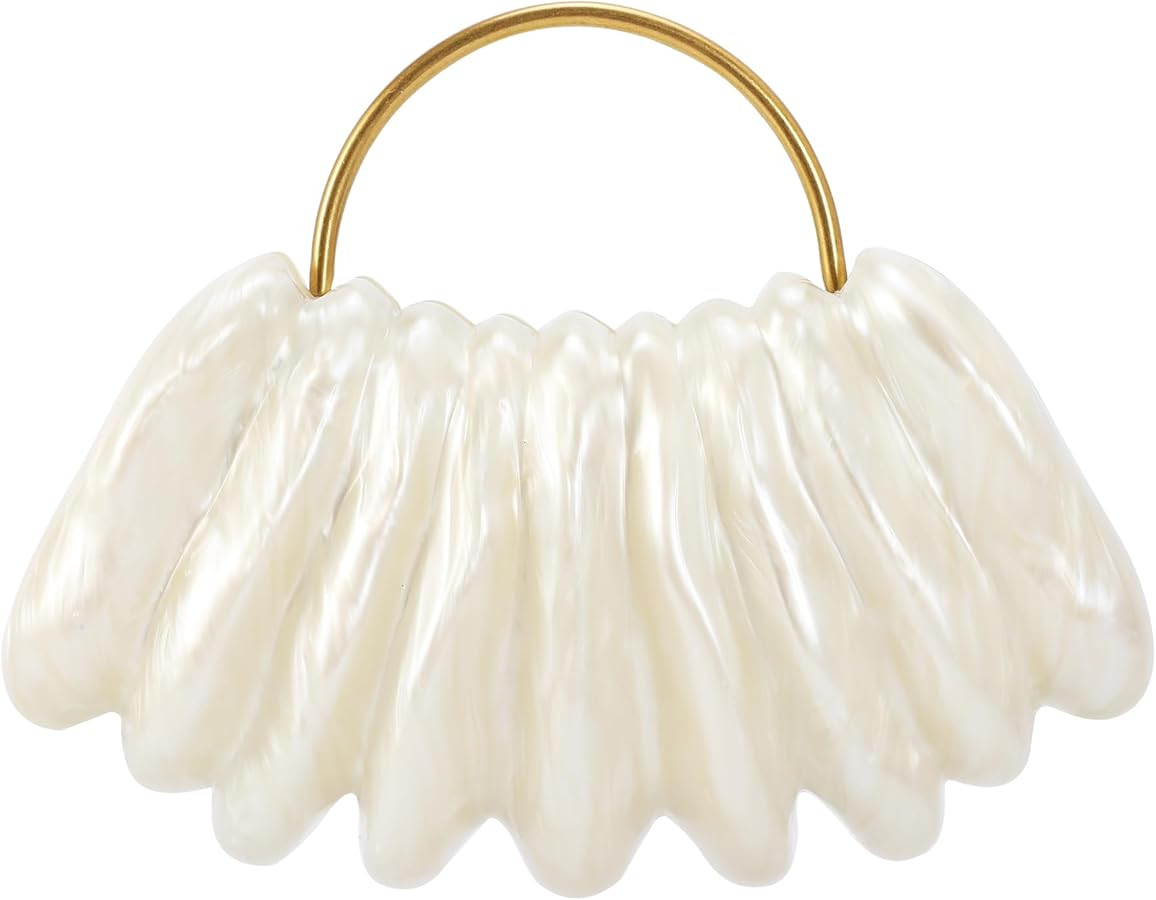 GBWYI Women Acrylic Shell Shaped Clutch Luxury Marble Acrylic Evening Handbag Unique Chain Should... | Amazon (US)