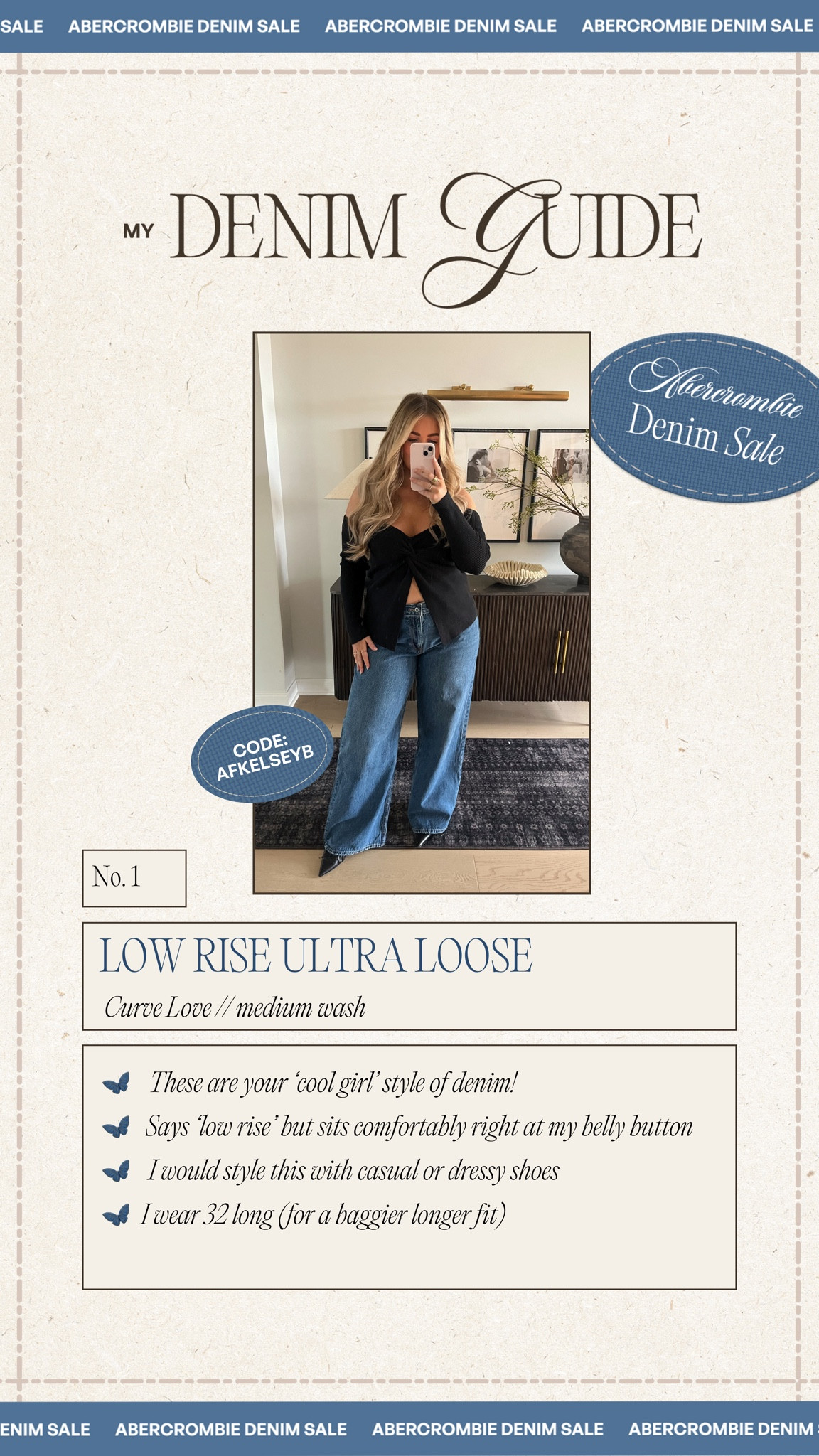 @abercrombie denim sale — Most viral of the year!!! 30% off all denim + 20% off almost everything else. Use my code ‘AFKELSEYB’ for an extra 15% off 🤍 #Abercrombiepartner 

Hopefully all these notes help you pick the most perfect pair of denim!!!

#LTKMidsize #LTKSaleAlert #LTKStyleTip