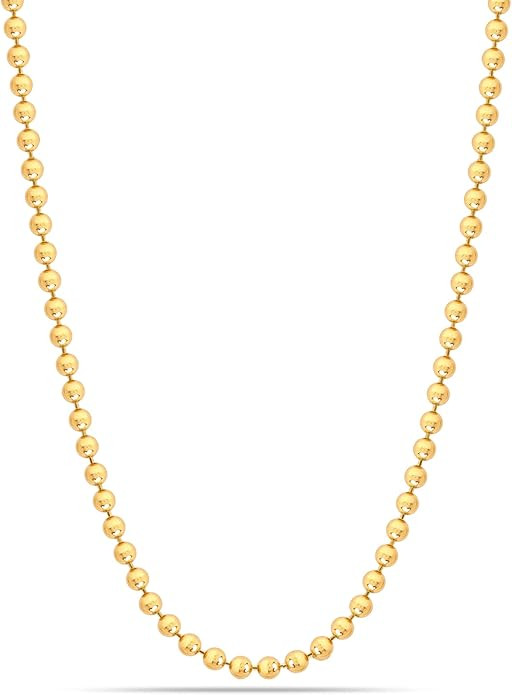 LeCalla 18K Gold Over Sterling Silver Italian 1.50 MM, 2 MM, 3 MM Ball Chain Necklace for Teen Wo... | Amazon (US)