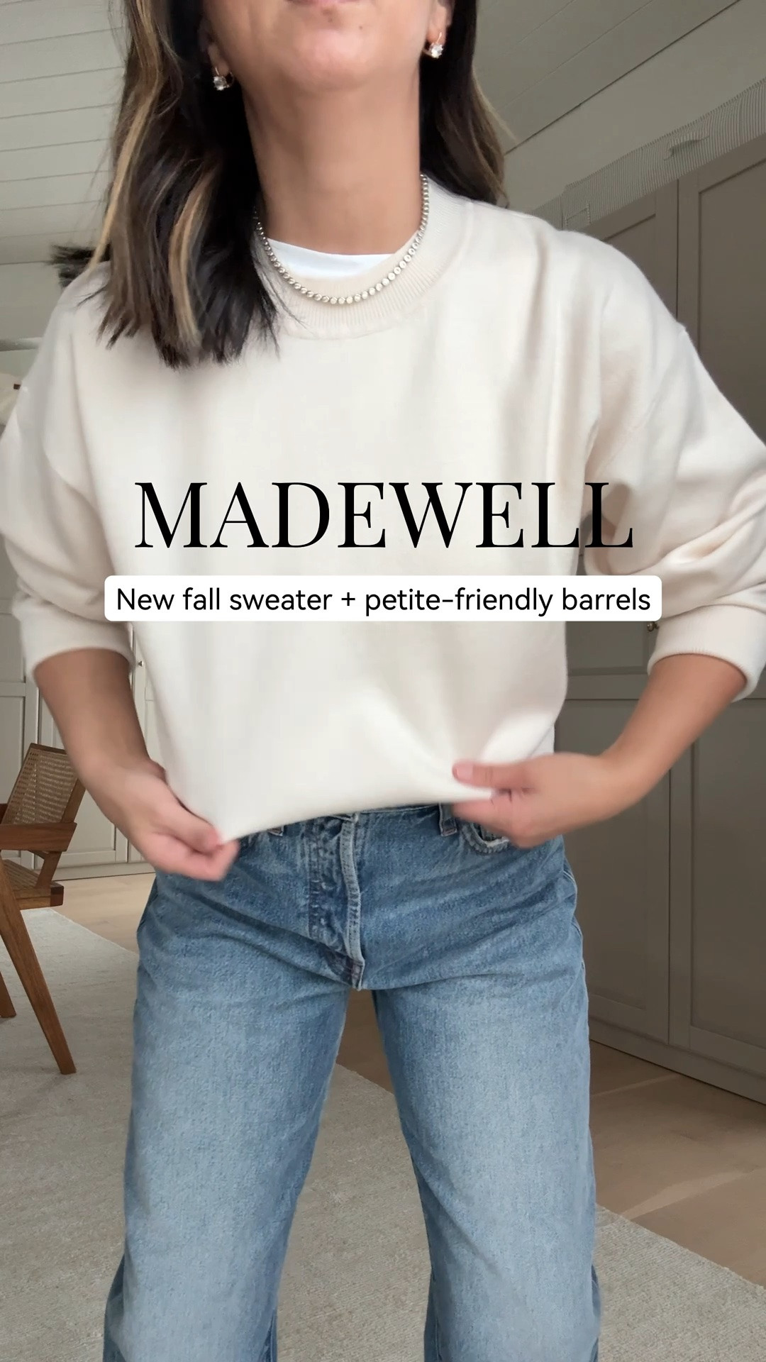 This new merino silk blend sweater has such a good drape and the perfect collar detail. Kind of like a hybrid between a sweater and sweatshirt. Size up for a roomier fit. 

Crewneck sweater medium
Barrel jeans 25 short
Ballet flats 5

#LTKmomlife #LTKPetite #LTKOver40