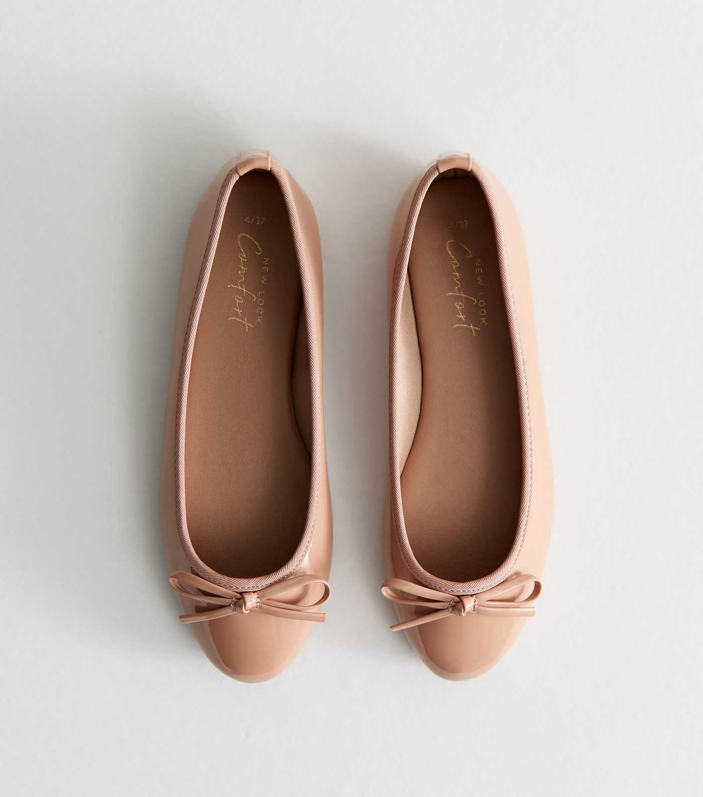 Oatmeal Patent Faux Leather Ballet Flats | New Look | New Look (UK)