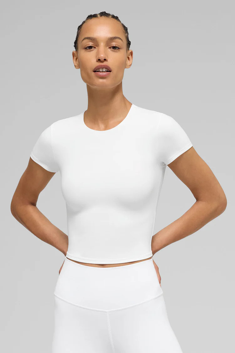 ALO Softsculpt Precision Short Sleeve Top - White | Alo Yoga (US)