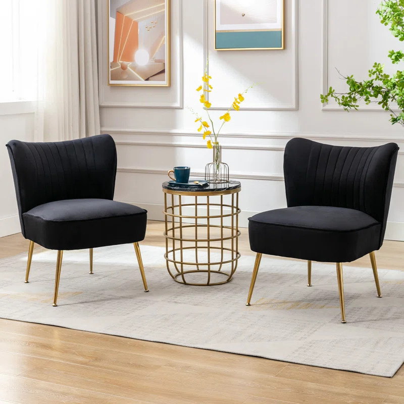 Latwanna 22'' Wide Velvet Slipper Chair Accent Chairs Modern Armless Chair Wingback Single Sofa S... | Wayfair North America