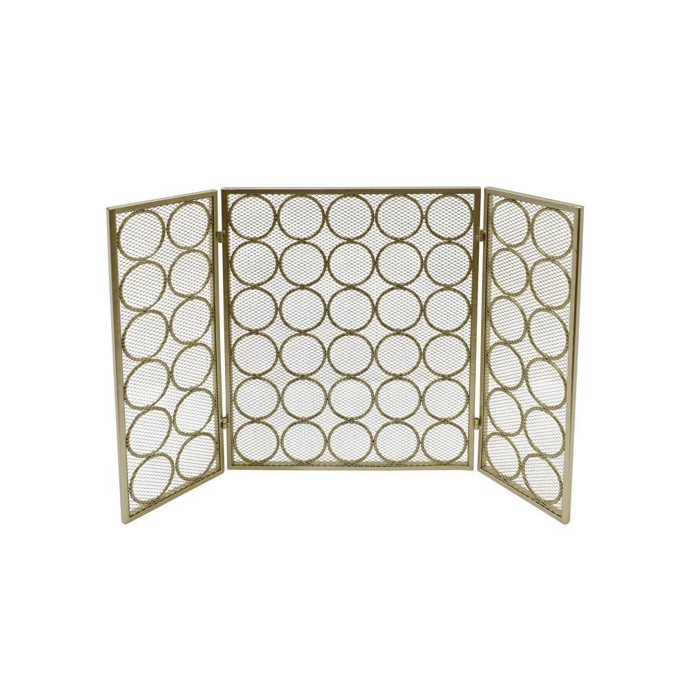 Noble House Hartly Modern Gold Three Panel Iron Fire Screen-67557 - The Home Depot | The Home Depot