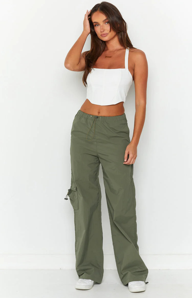Bronx Khaki Drawcord Cargo Pants | Beginning Boutique (US)