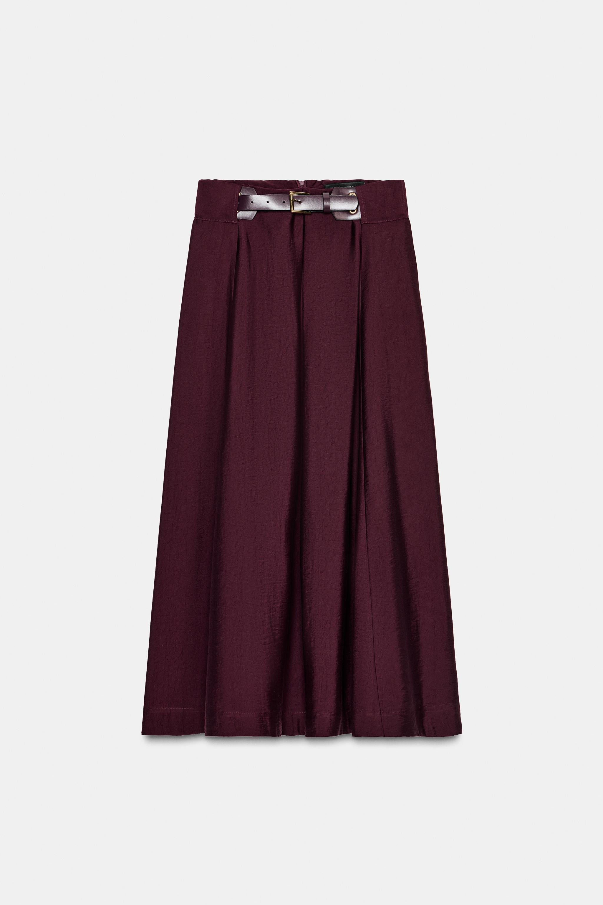 BELTED MIDI A-LINE SKIRT | Zara US