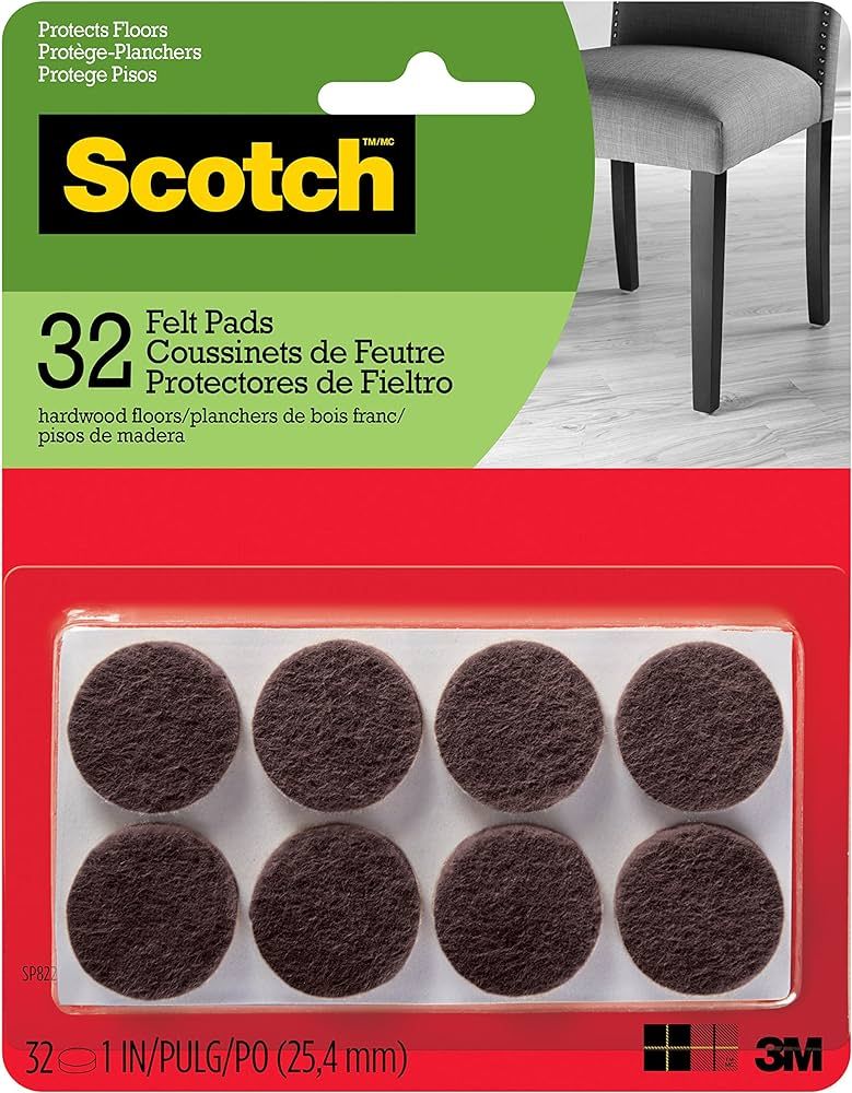 Scotch SP822-NA Brand 3M, Diameter, Brown, 32/Pack Felt Pads, 1" Round, Count | Amazon (US)