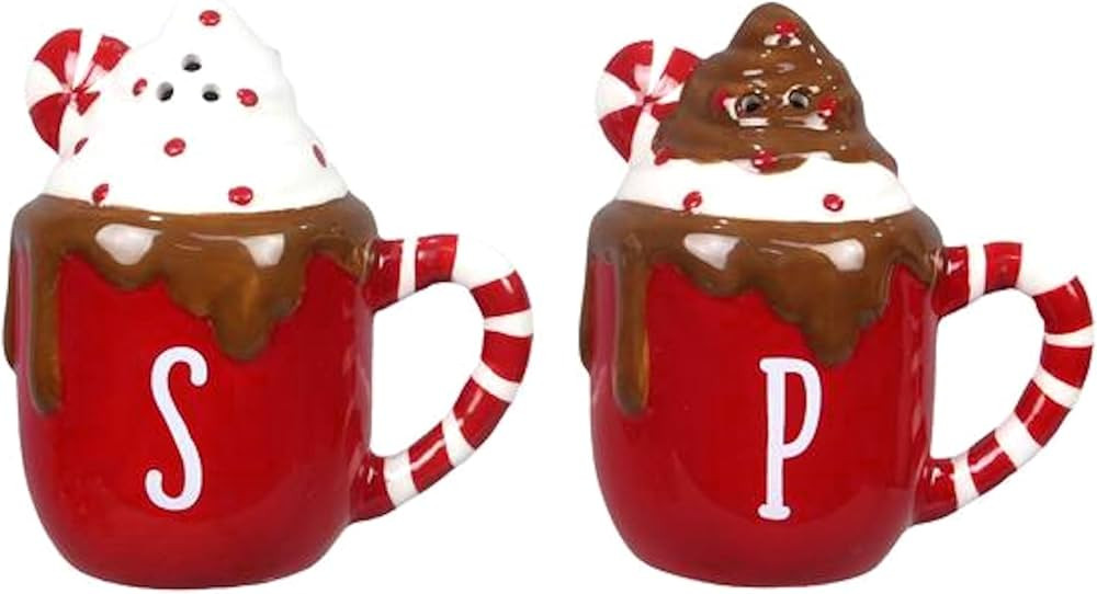 The Bridge Collection Peppermint Cocoa Salt and Pepper Shaker Set - 2 Piece Set -Hot Chocolate Ho... | Amazon (US)