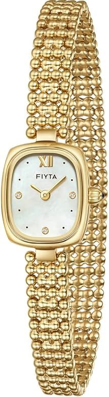 FIYTA Women's Small Gold Watch, Vintage Rectangular Case, Stainless Steel Bracelet Watches for Wo... | Amazon (US)