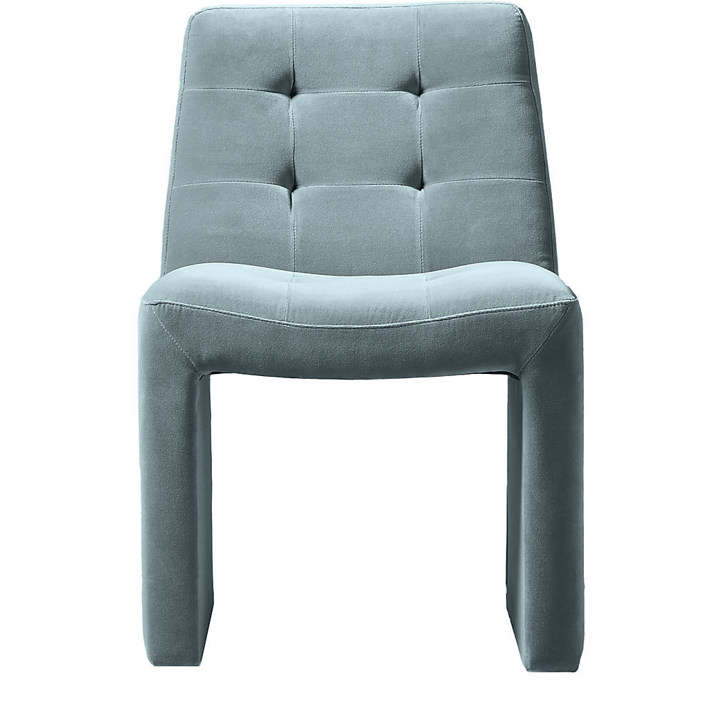 Hank Tufted Light Blue Velvet Dining Chair | CB2 | CB2