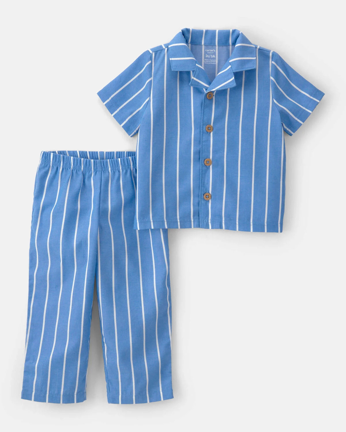 Toddler Boy Striped Loose Fit 2-Piece Pajama Set - Blue | Carter's | Carter's Inc