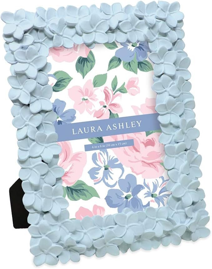 Laura Ashley 4x6 Powder Blue Flower Textured Hand-Crafted Resin Picture Frame w/Easel & Hook for ... | Amazon (US)