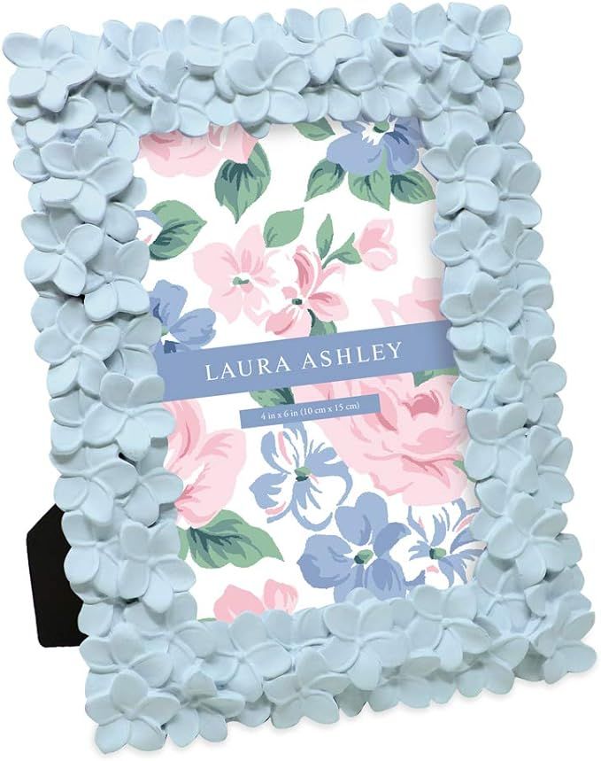 Laura Ashley 4x6 Powder Blue Flower Textured Hand-Crafted Resin Picture Frame w/Easel & Hook for ... | Amazon (US)