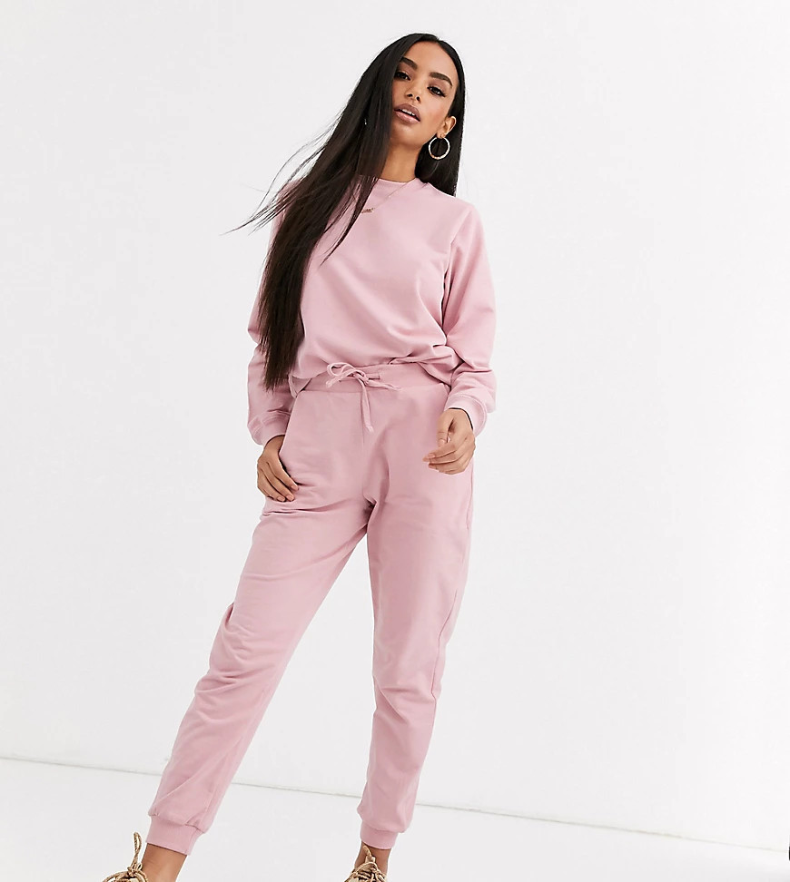 ASOS DESIGN Petite tracksuit ultimate sweat / jogger with tie-Pink | ASOS (Global)