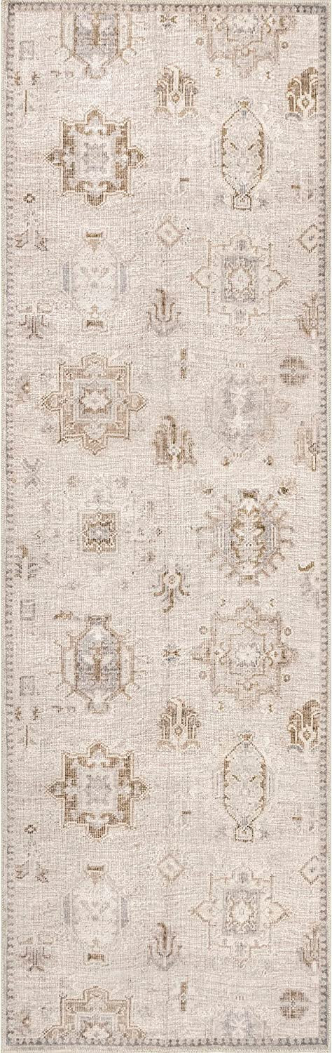 nuLOOM Krystin Distressed Machine Washable Runner Rug, 2' 6" x 10', Beige | Amazon (US)
