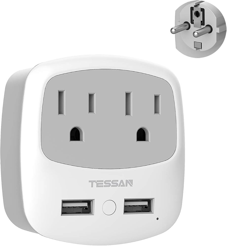 Germany France Travel Power Adapter,TESSAN Schuko Plug with 2 USB Ports 2 AC Outlets, US to Europ... | Amazon (US)
