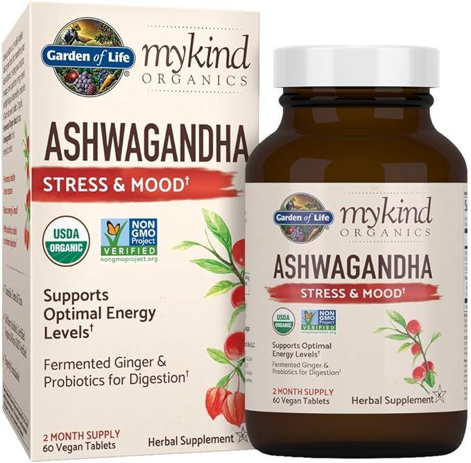 Organic Ashwagandha Stress, Mood & Energy Support Supplement with Probiotics & Ginger Root for Di... | Amazon (US)