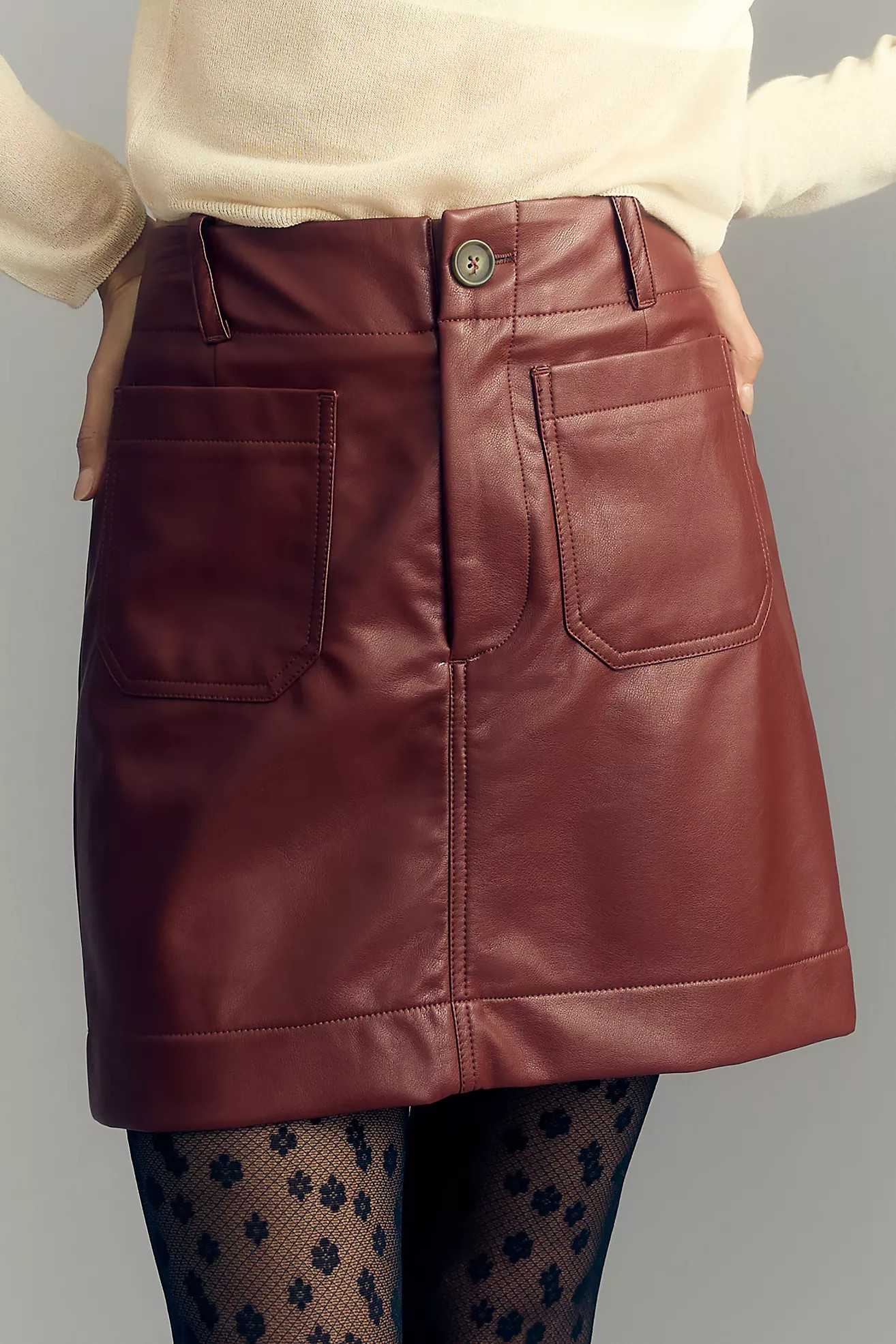 The Colette Faux Leather Mini Skirt by Maeve | Anthropologie (US)