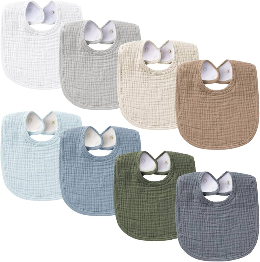 Konssy Muslin Baby Bibs 8 Pack Baby Bandana Drool Bibs Cotton for Unisex Boys and Girls, Soft Abs... | Amazon (US)