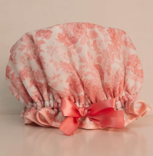 Jay Shower Cap| Pink Toile | Water Proof | Terry Cloth Lined | Reusable | Prevents Frizz | Amazon (US)