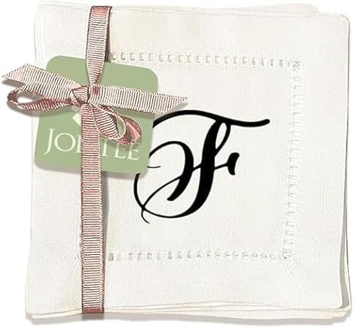 Jolitee Linen Cocktail Napkins 6x6, Decorative Hemstitch Cocktail Napkins, Washable Cloth Napkins (Initials) | Amazon (US)