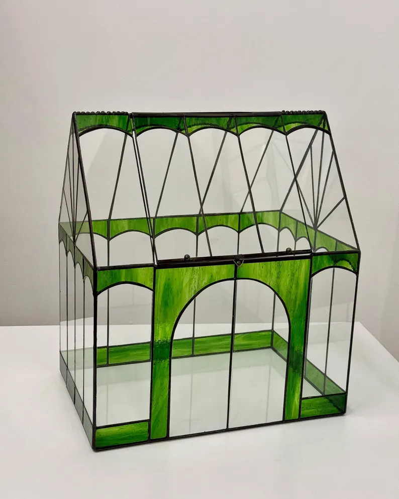 Stained Glass Greenhouse Terrarium | Glass House Display for Moss & Mini Gardens | Geometric Tabl... | Etsy (Global)