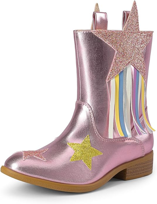 DREAM PAIRS Girls Cowgirl Cowboy Western Mid Calf Tassel Boots | Amazon (US)