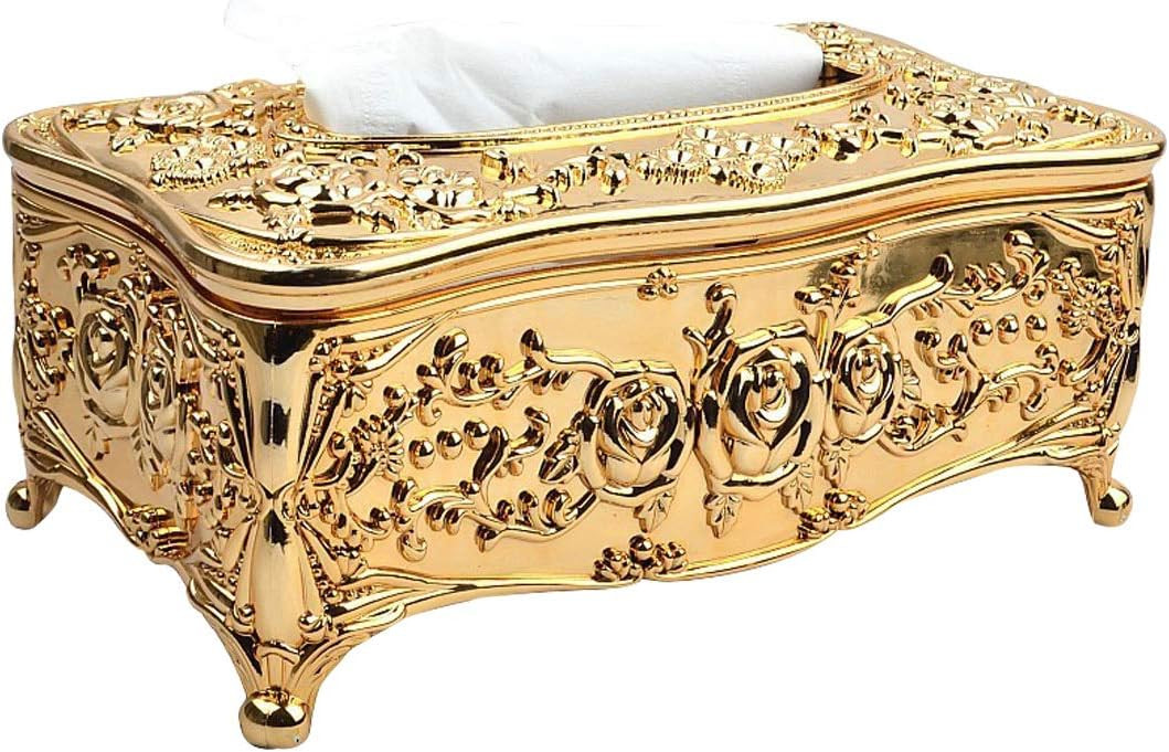 Luxurious Rose Tissue Box Holder, Stylish Bling Acrylic Tissue Box Cover for Bathroom Vanity Countertops, Bedroom Dressers, Night Stands, Desks & Tables (Gold) | Amazon (US)