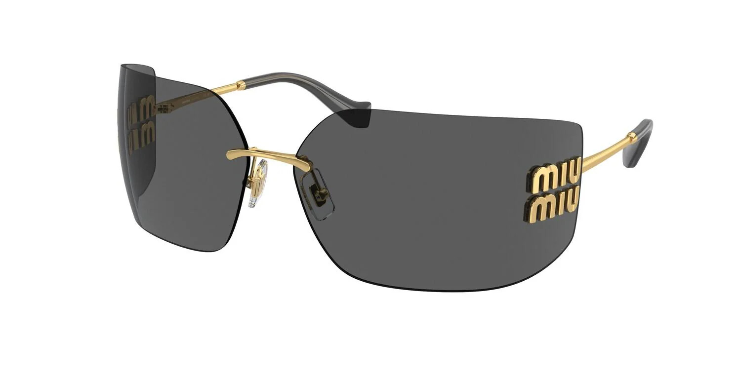 Miu Miu 54YS Sunglasses 5AK5S0 - Gold - Dark Grey Women Irregular | Designer Optics