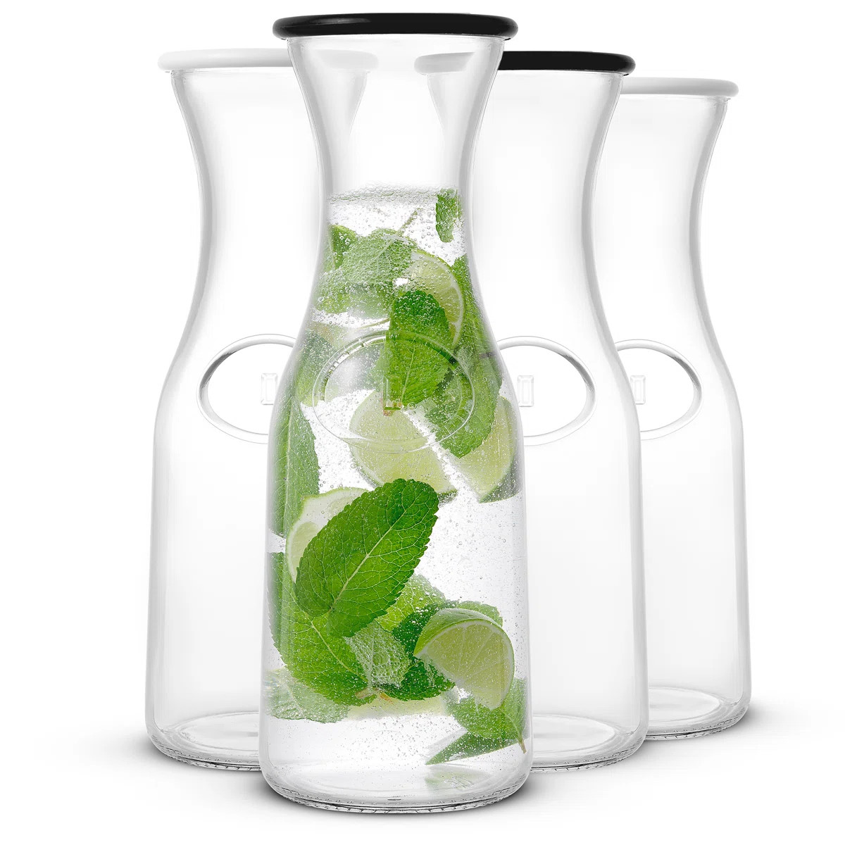 Brightware Hali Glass Pitcher with Lids – 36 oz – Set of 4 (Set of 4) | Wayfair North America