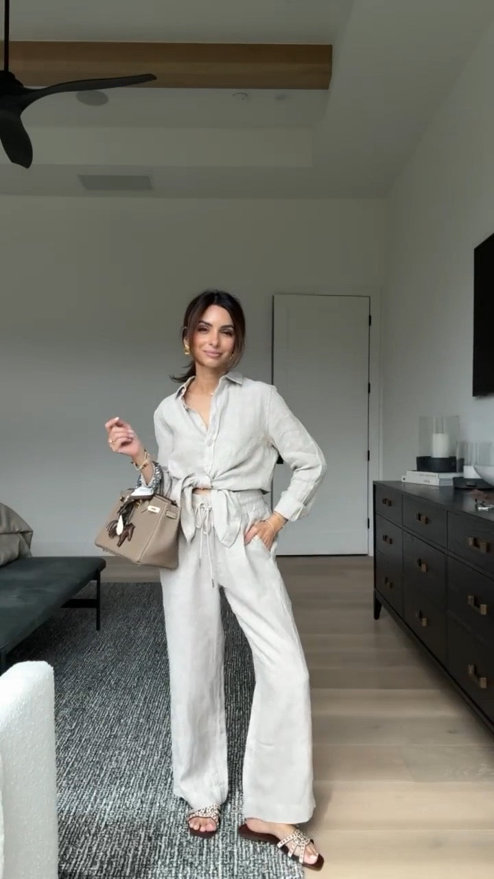 Styling matching linen sets for spring and summer is my favorite way to put together an easy, chic outfit! This Quince set is so comfy and breathable. I’m wearing size XS in the pants! You can style these so many ways.

#LTKootd #LTKPetite #LTKOver40